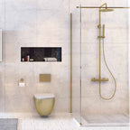 Thermostatic Rigid Riser Shower Kit - Brushed Brass Finish