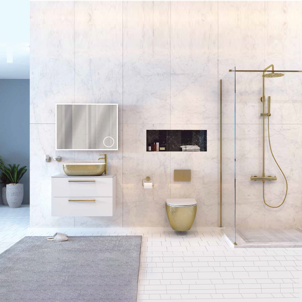 Thermostatic Shower Rigid Riser Kit with Vernet Sensor - Brushed Brass Finish