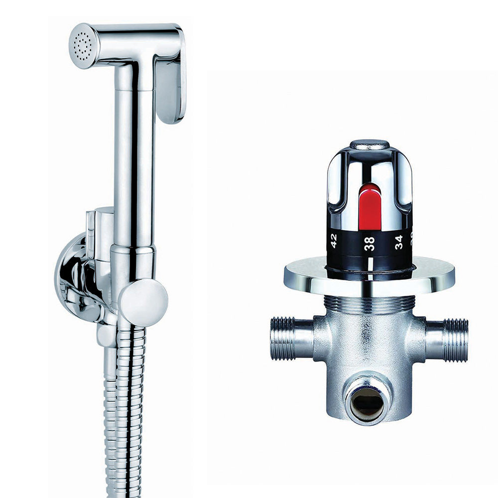 Toilet Douche Spray with Thermostatic Mixing Valve - Chrome Finish