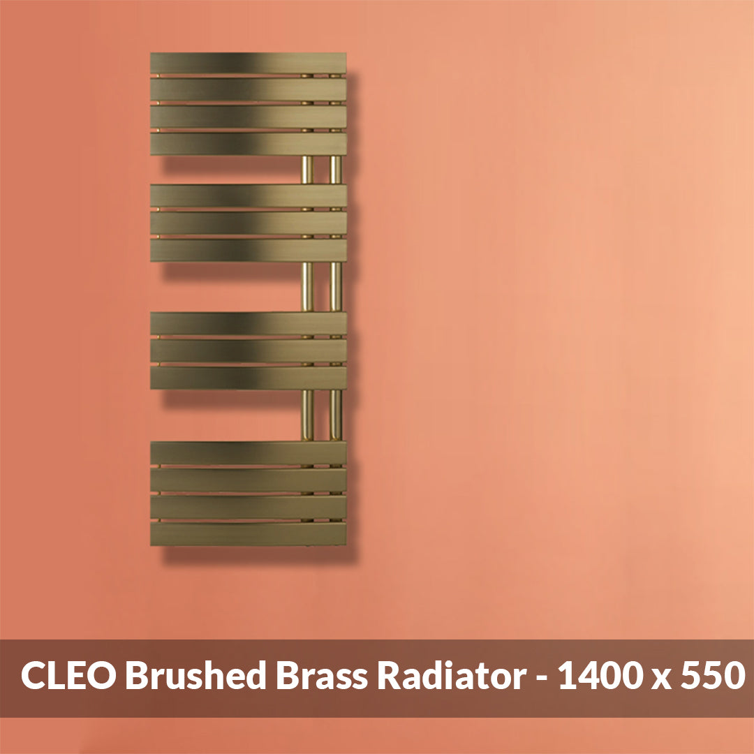Brushed Brass Towel Rail with Flat Panel Towel Radiator