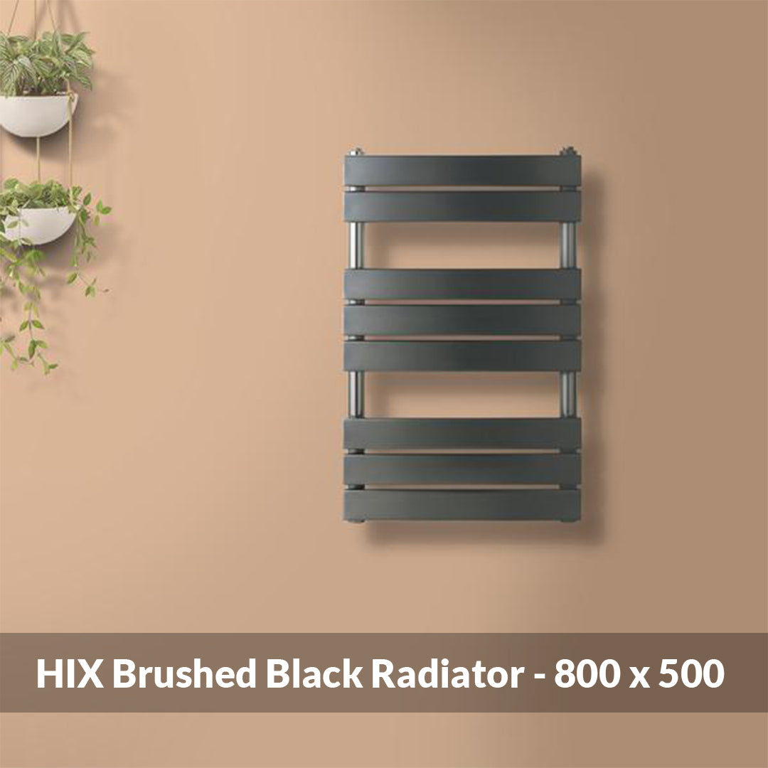 Black Towel Radiator 800mm X 500mm - Brushed Black
