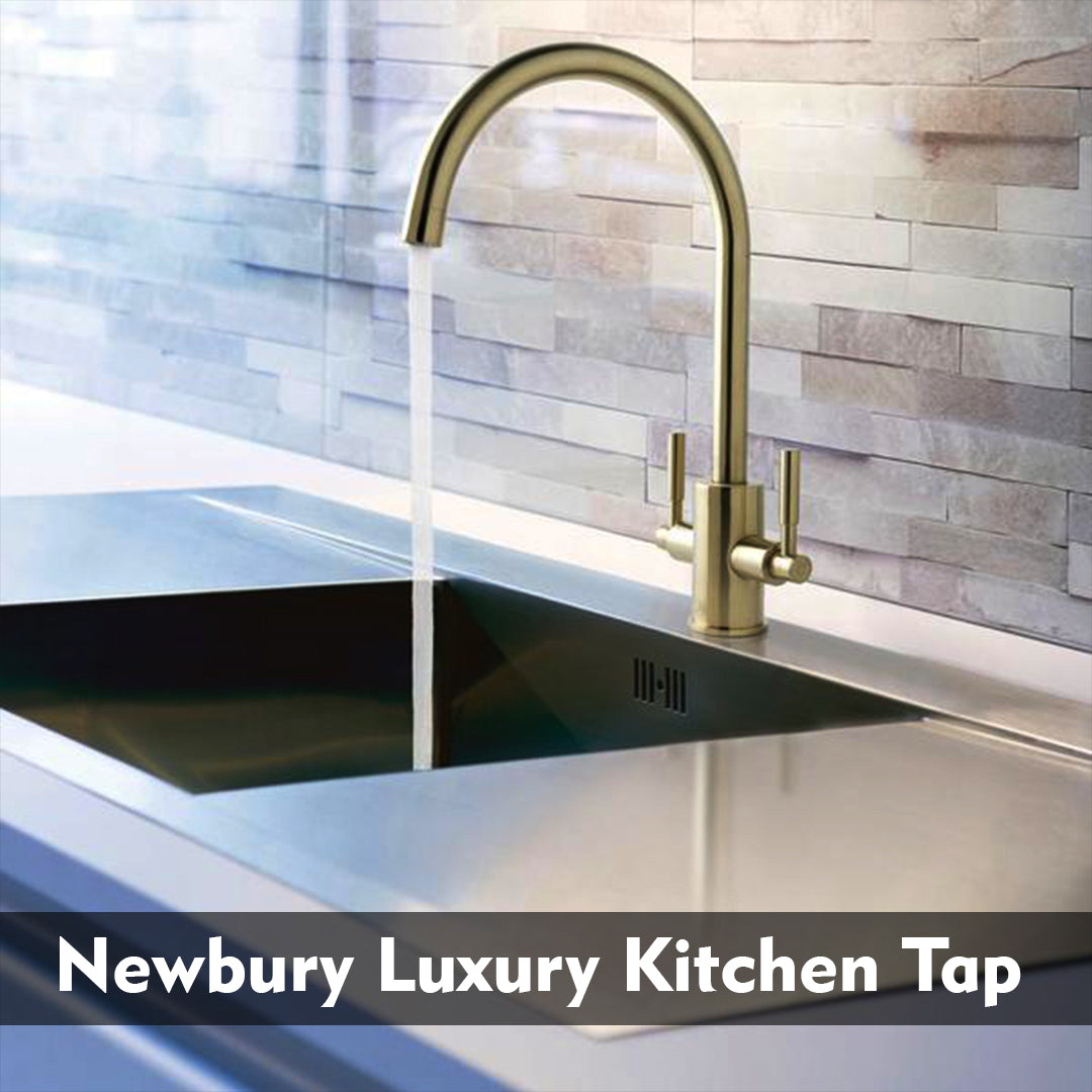 Brushed Brass Twin Lever Kitchen Tap