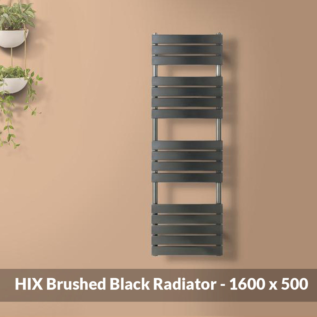 HIX Brushed Black Bathroom Radiator - 1600mm X 500mm
