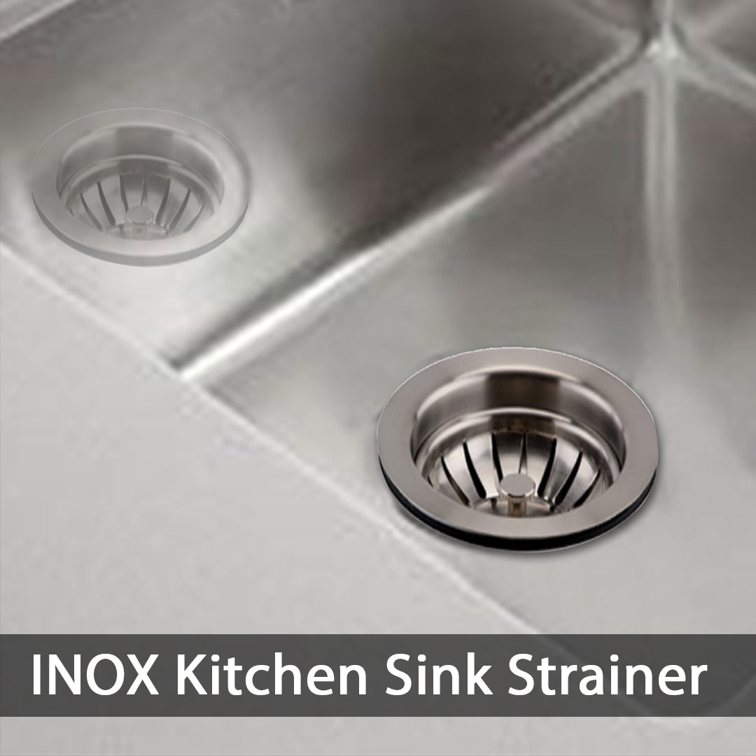 Basket Strainer for Kitchen Sink with Square Overflow Pipe and Cover – Inox [BSQ202INOX]