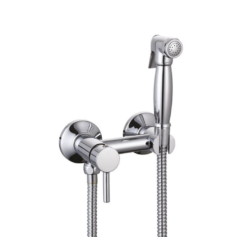 Toilet Douche Shower Spray Kit with Single Lever Valve - Chrome Finish