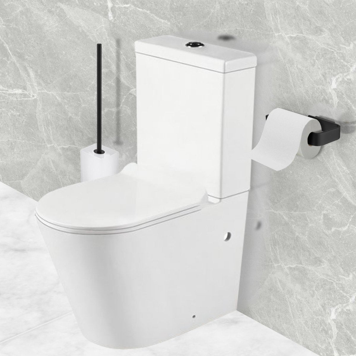 Modern Close Coupled Rimless Toilet with Soft Close UF Seat Cover Secondary image
