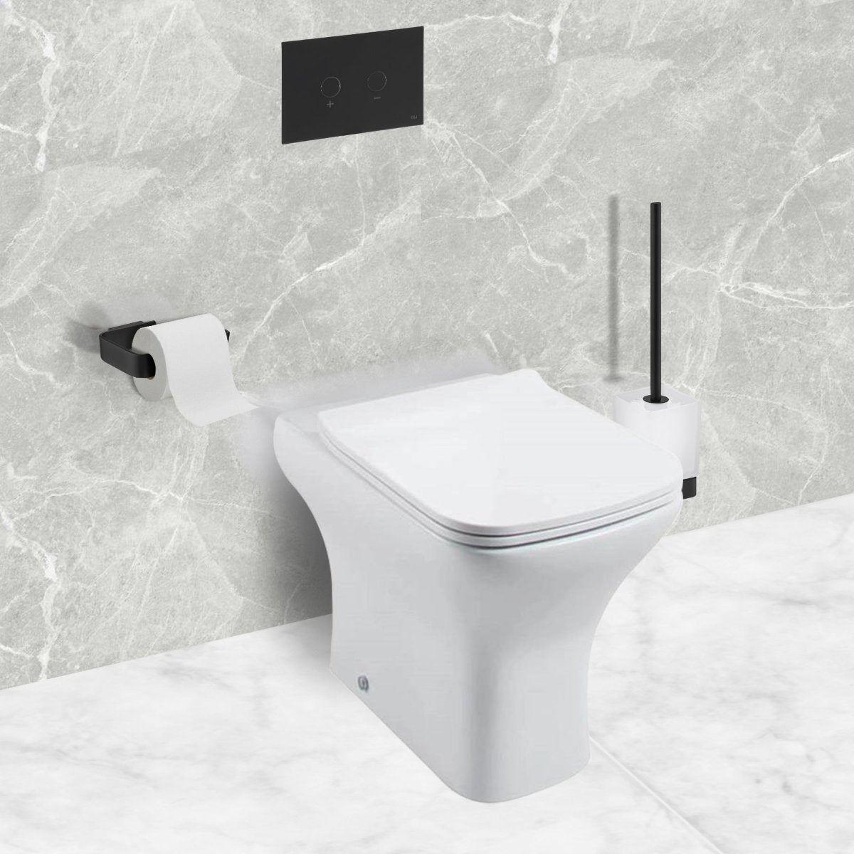 Modern Back to Wall Close Coupled Rimless Toilet – White Secondary image