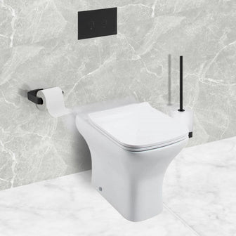 Modern Back to Wall Close Coupled Rimless Toilet – White Secondary image