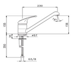  kitchen mixer tap Technical Drawing