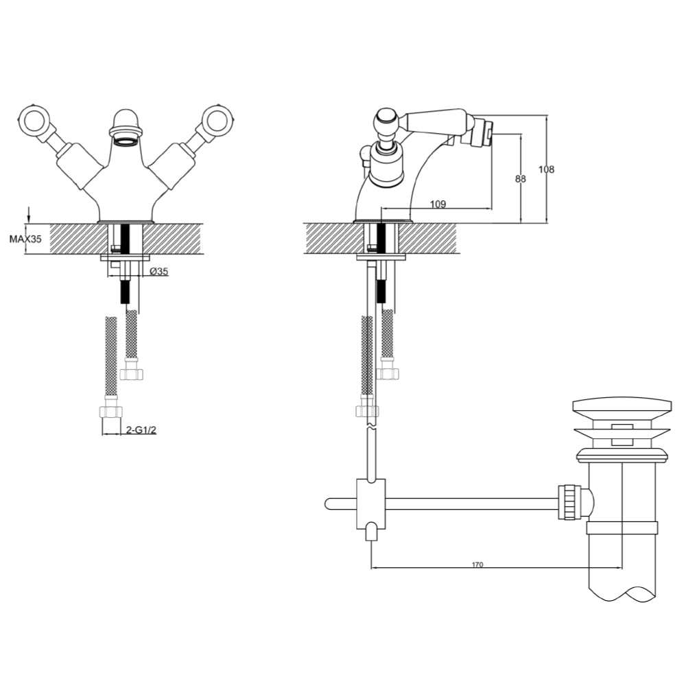 Traditional Bidet Mixer Tap 