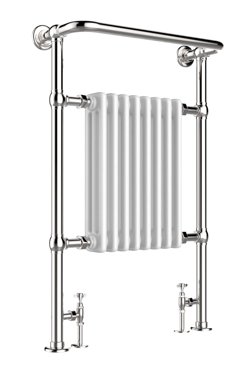 Traditional Towel Radiator Floor Mounted Chrome - H963mm x W673mm [GRO963CW]