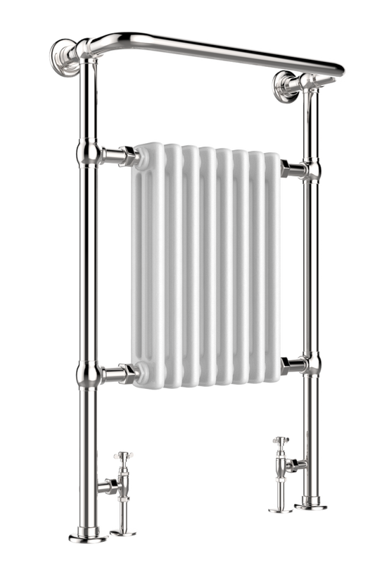 Chrome Traditional Towel Radiator with Overhanging Rail - 963mm X 673mm