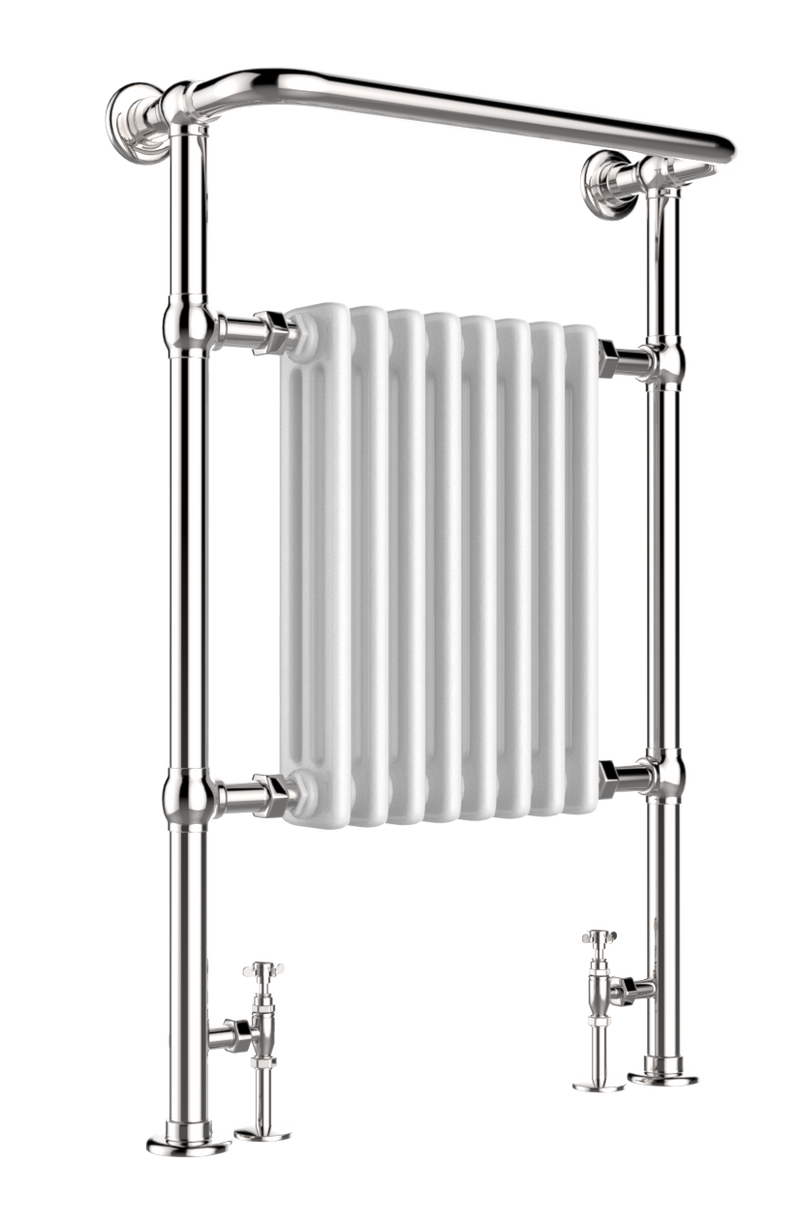 Traditional Towel Radiator Floor Mounted Chrome - H963mm x W673mm [GRO963CW]