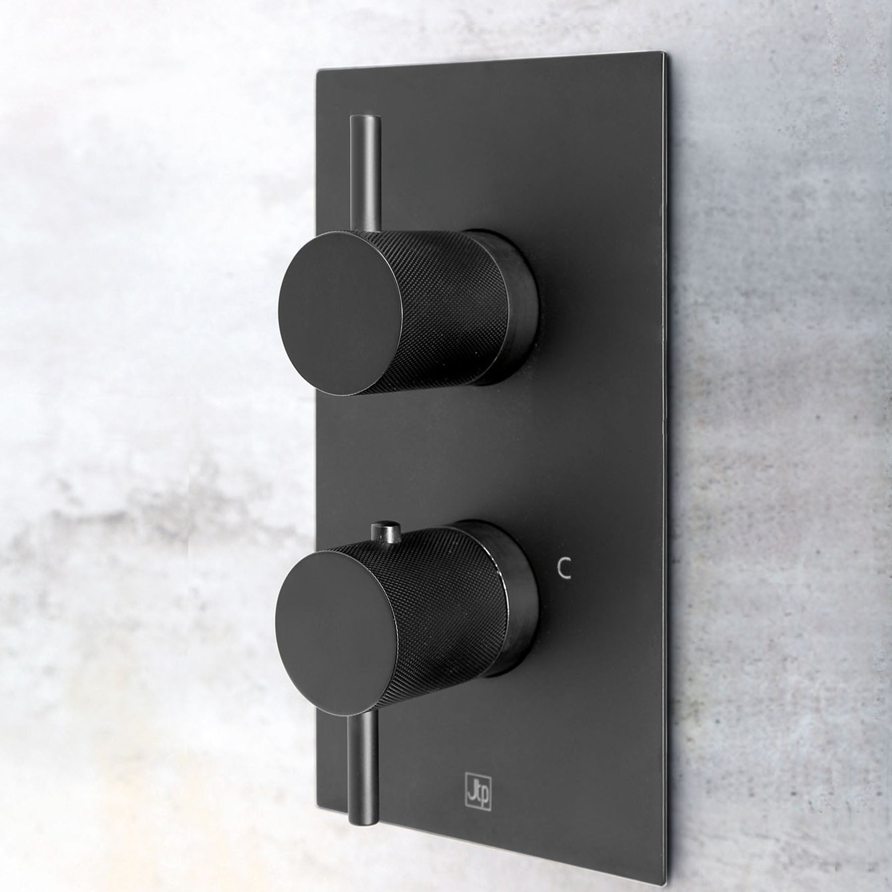 VOS 1 Outlet Thermostatic Concealed Shower Valve with Designer Handle  Matt Black -Tapron Main image