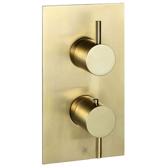 Thermostatic Concealed Round 2 Outlet Shower Valve - Brushed Brass Secondary image