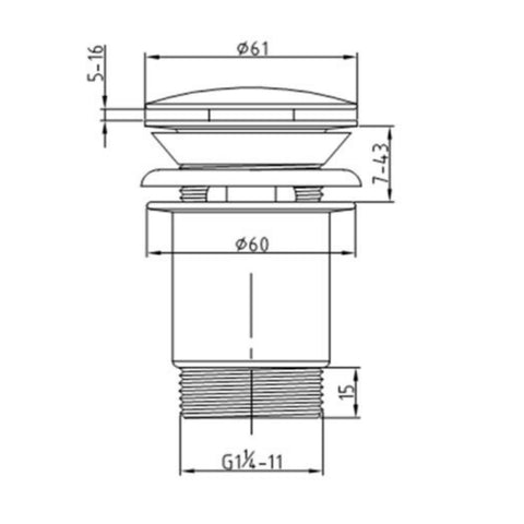Wash Basin Waste Technical Drawing-Tapron