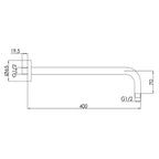 Wall Mounted Showers Arm Matt Black Technical Drowing