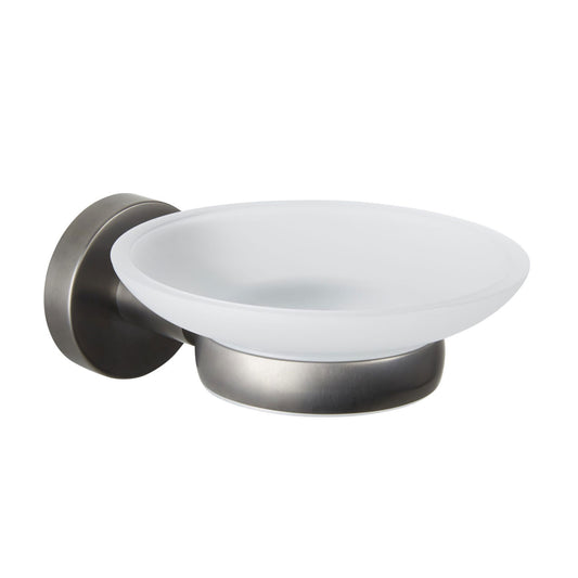 Soap Dish With Glass Brushed Black -  tapron 1800