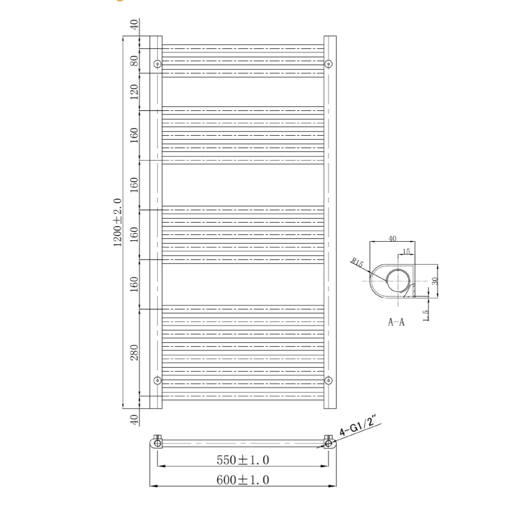 Chrome Heated Towel Rail 