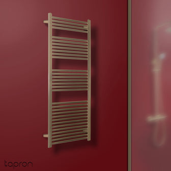 Gold Heated Towel Rail 1600mm X 500mm - Brushed Brass Finish Main image