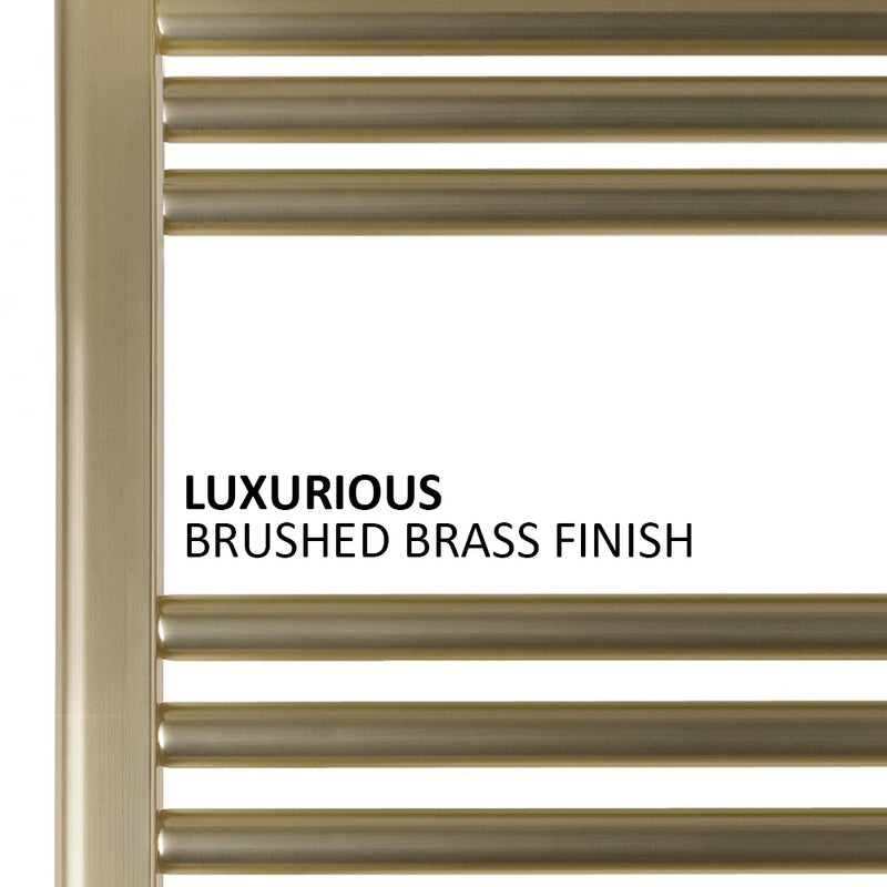 brushed brass heated towel rail tapron