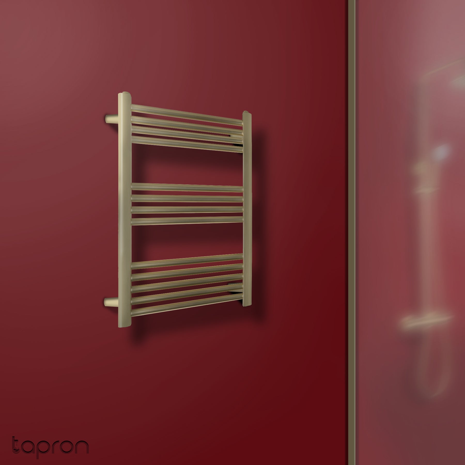 brushed brass heated towel rail 800 x 600mm Main image