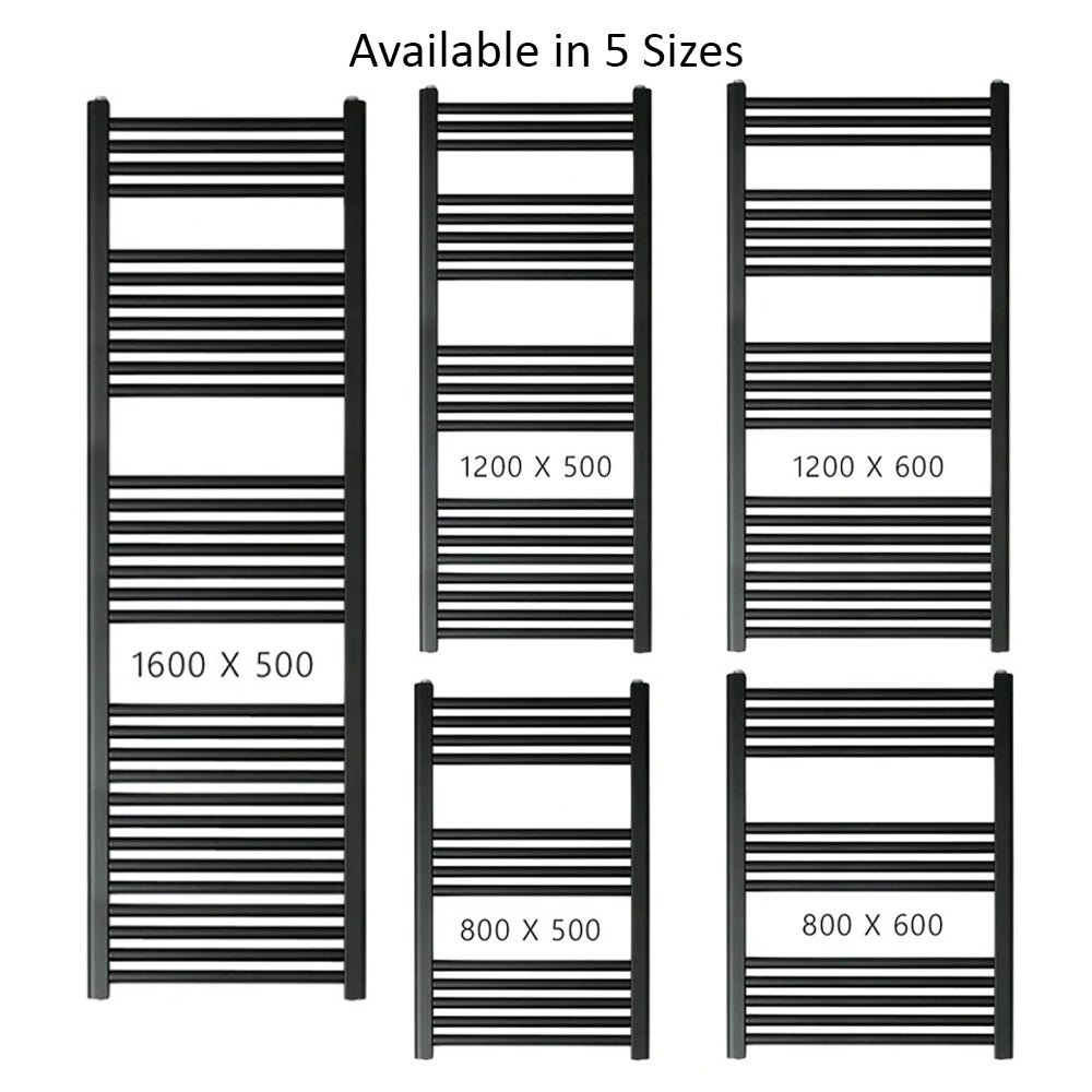 dual fuel black towel rail
