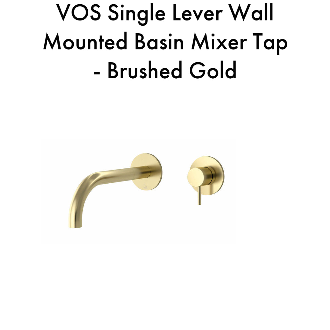 Single Lever Wall Mounted Basin Mixer Tap - Brushed Gold 