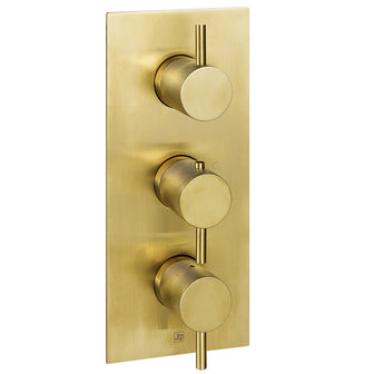 VOS 3 Outlet Thermostatic Concealed Shower Valve  Brushed Brass Designer Handle- Vertical Main image
