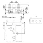 Shower Valve with Designer Handle - Matt Black Technical Drawing