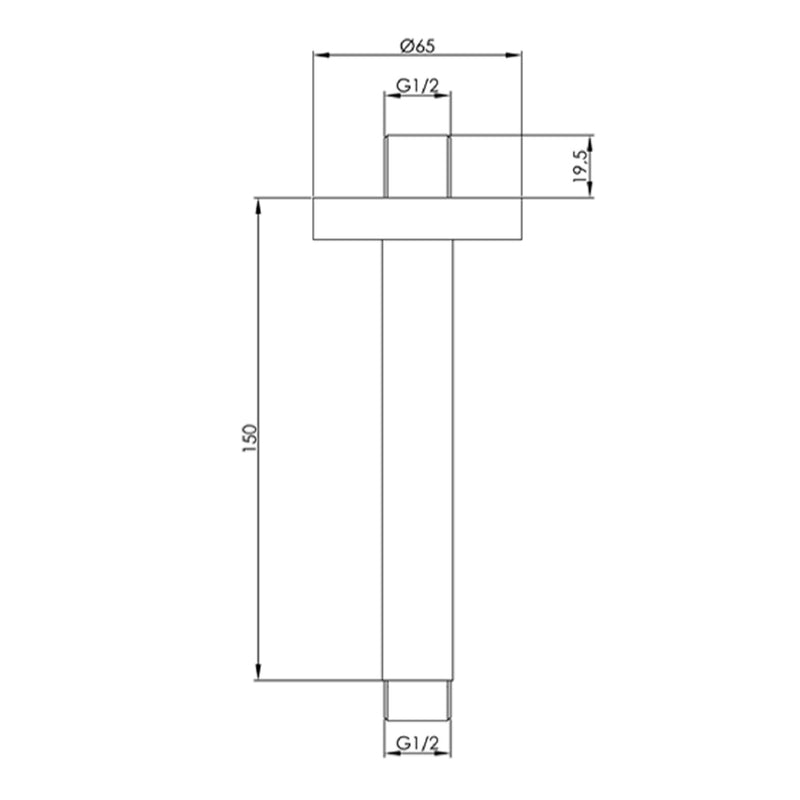 VOS Ceiling Mounted Shower Arm Technical Drawing