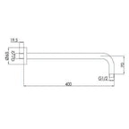 wall mounted shower arm Technical Drawing