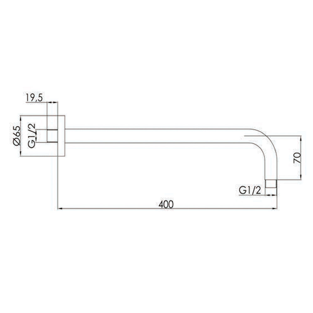 wall mounted shower arm Technical Drawing