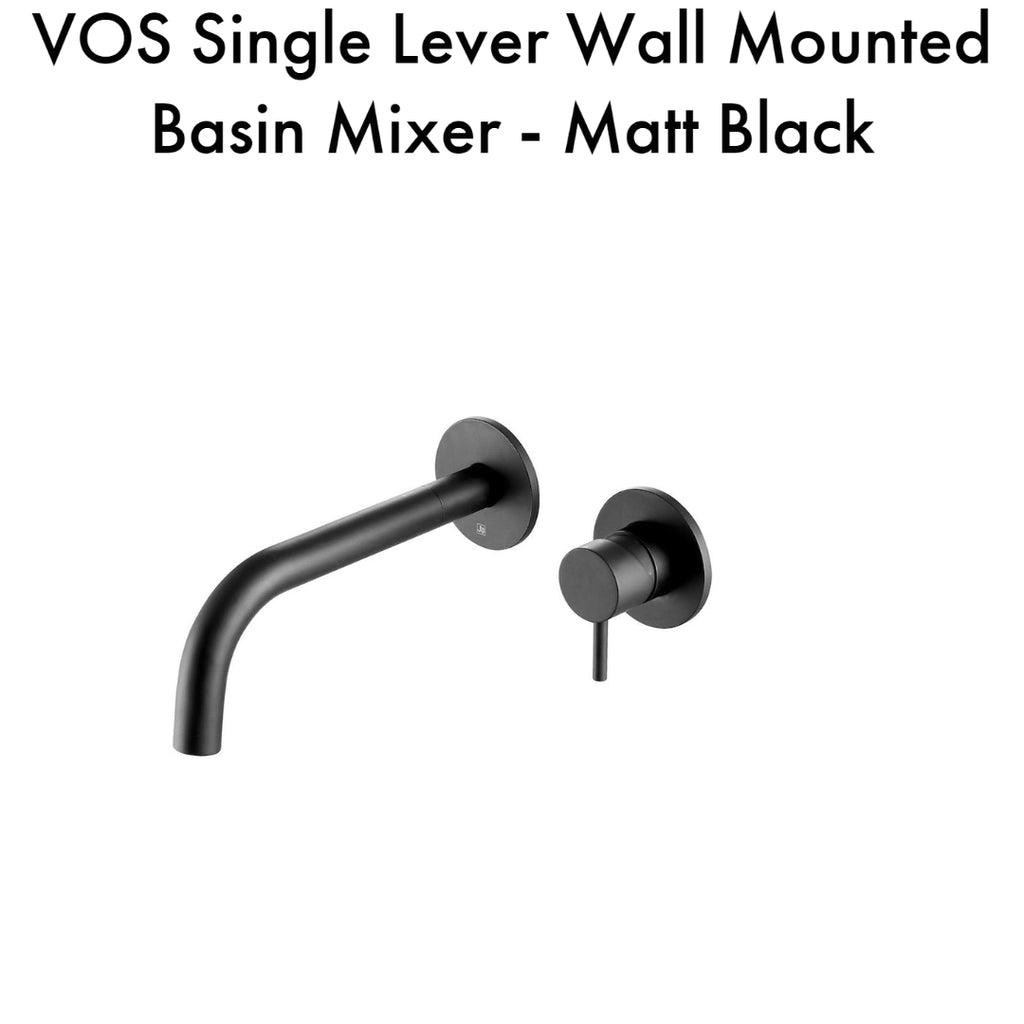 VOS Single Lever Wall Mounted Basin Mixer - Matt Black