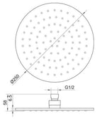 Matt Black Shower Head Technical Drawing
