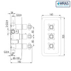 Thermostatic Concealed 2 Outlet Shower Valve - Tapron