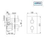 concealed thermostatic shower valve technical drawing-tapron