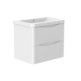 Wall Hung Basin Vanity Unit with Ceramic Basin - Glossy White Finish Main image