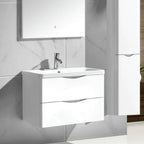 Wall Hung Vanity Unit with Ceramic Basin in Glossy White Finish