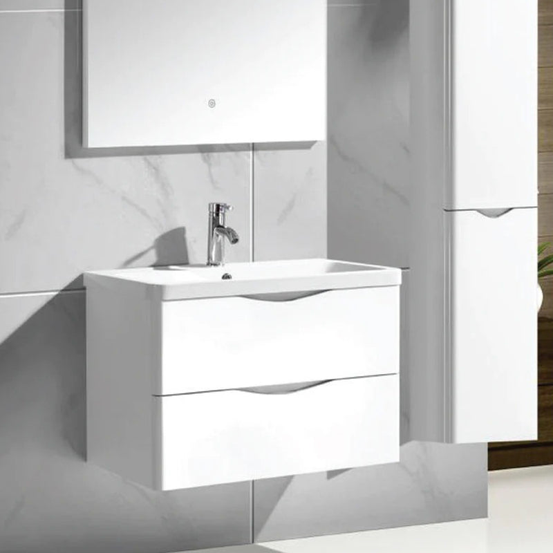 Wall Hung Vanity Unit with Ceramic Basin in Glossy White Finish