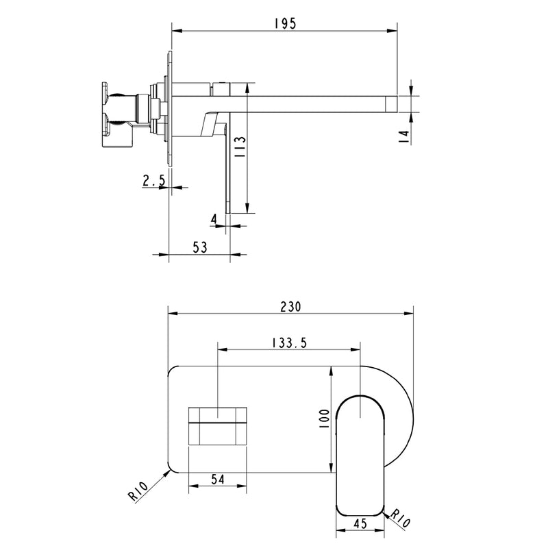  Single Lever Wall Mounted Basin Tap Technical Drawing Tapron