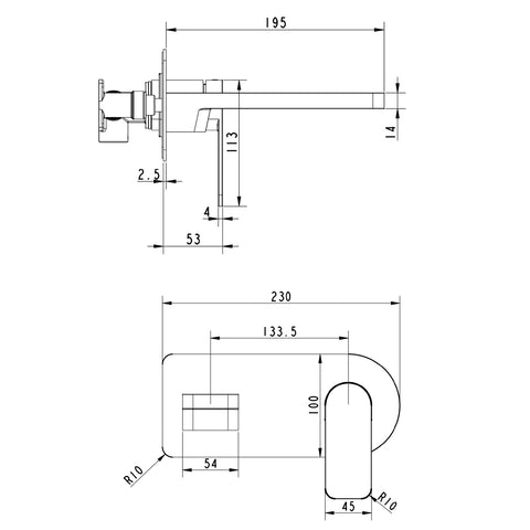 Single Lever Wall Mounted Basin Tap Technical Drawing Tapron