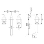 3 Hole Wall Mounted Basin Mixer technical drawings
