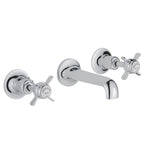 Pinch Wall Mounted 3 Hole Basin Mixer Tap- Nickel Tapron