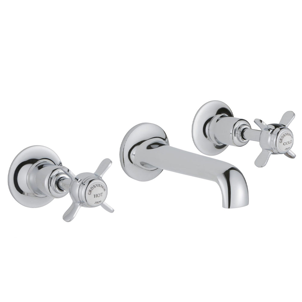 Pinch Wall Mounted 3 Hole Basin Mixer Tap- Nickel Tapron