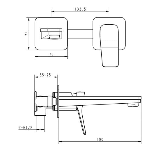 basin brass tap technical drawing
