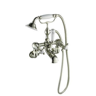 Crosshead Wall Mounted Bath Mixer With Shower Handset - Brushed Nickel Secondary image