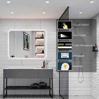 LED Bathroom Mirror with Demister Pad - 800x600mm Main image