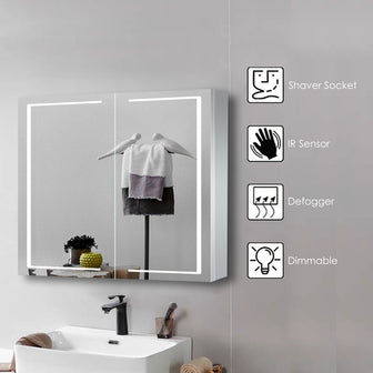 Illuminated Mirror Cabinet with Demister and Shaver Socket - 800x700mm Main image