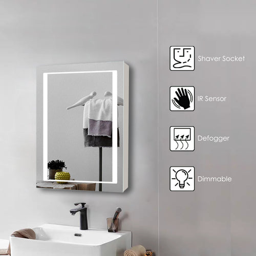 Single Door Illuminated Mirror Cabinet - 500mm x 700mm